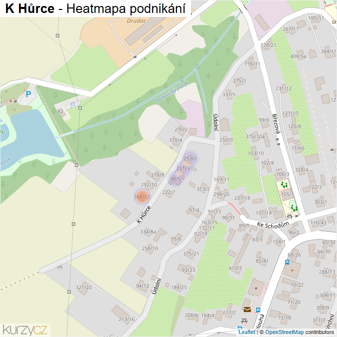 Mapa K Hůrce - Firmy v ulici.