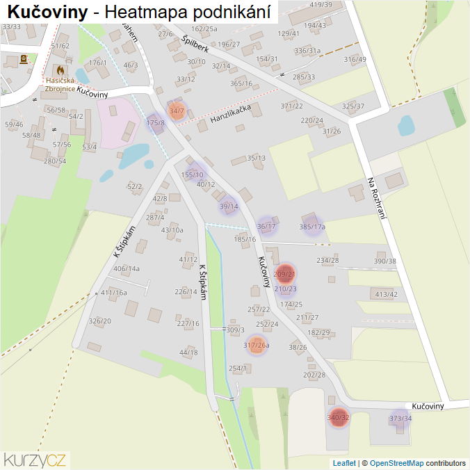 Mapa Kučoviny - Firmy v ulici.