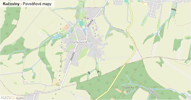 Kučoviny - záplavové mapy stoleté vody