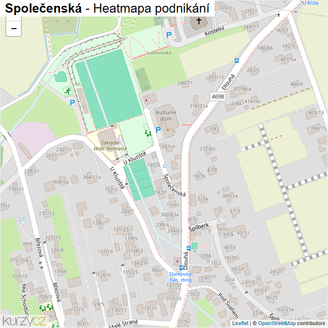 Mapa Společenská - Firmy v ulici.