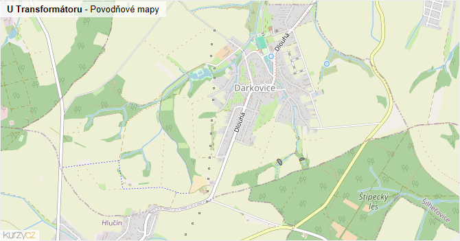 U Transformátoru - záplavové mapy stoleté vody