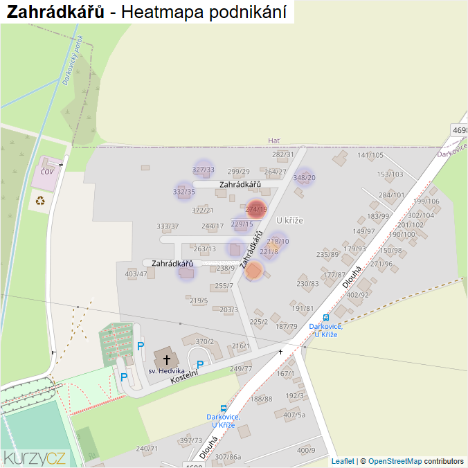 Mapa Zahrádkářů - Firmy v ulici.