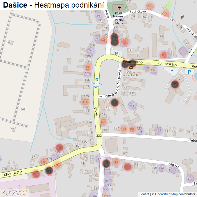 Mapa Dašice - Firmy v části obce.