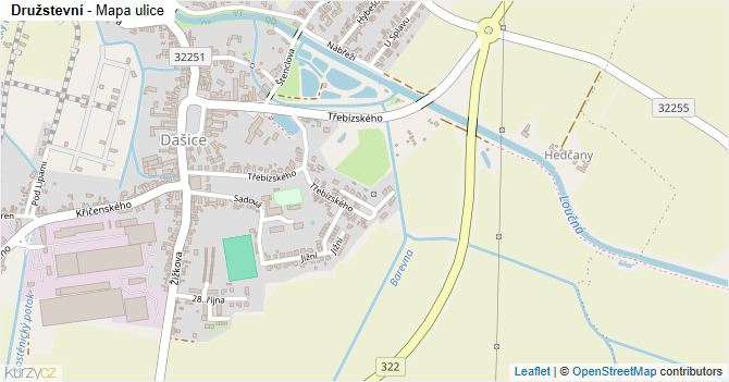 Družstevní - mapa ulice