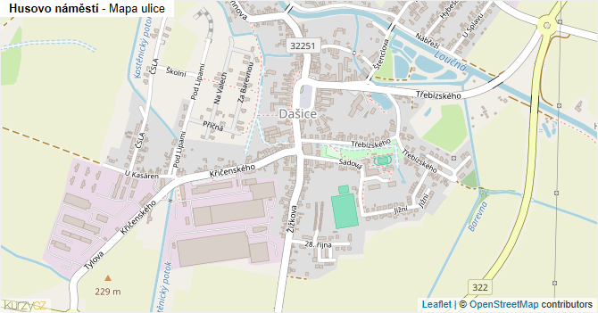 Husovo náměstí - mapa ulice