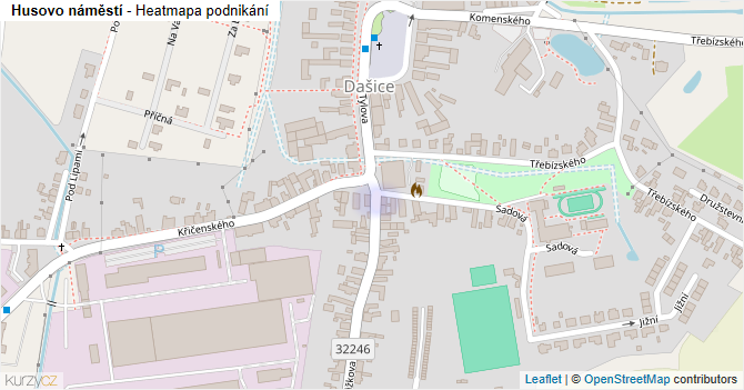 Husovo náměstí - mapa podnikání