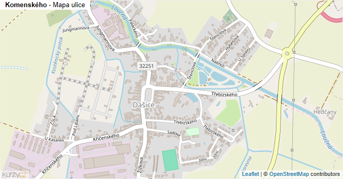 Komenského - mapa ulice