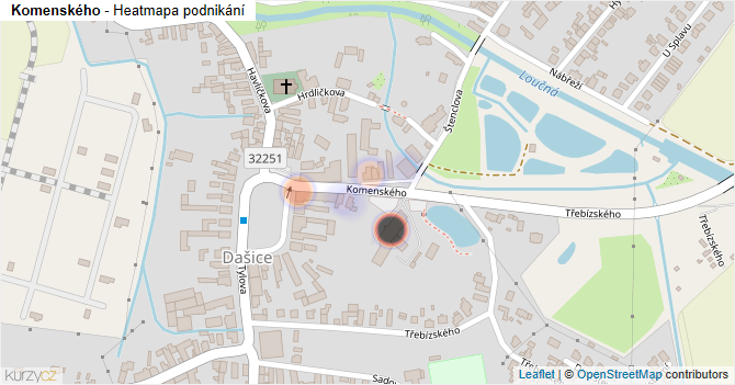 Komenského - mapa podnikání
