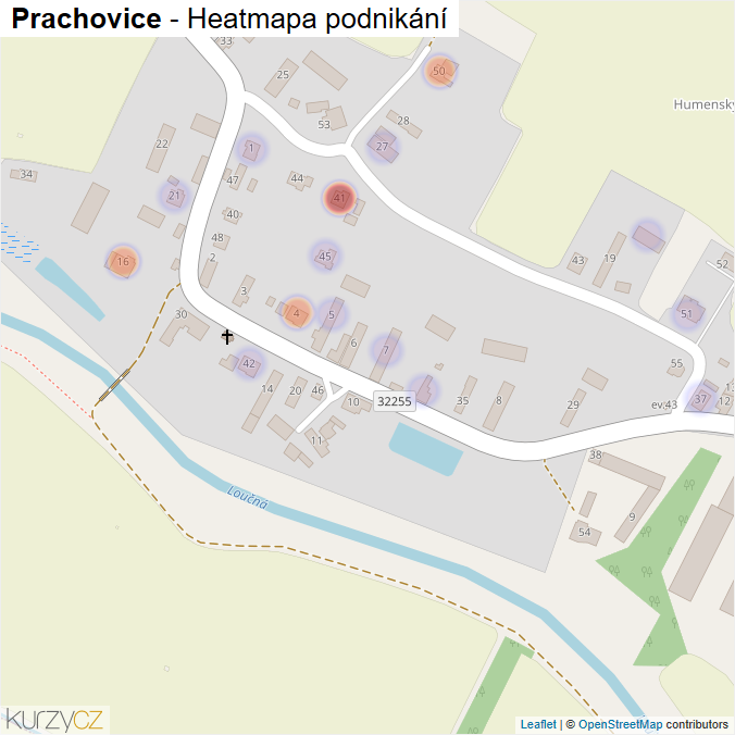 Mapa Prachovice - Firmy v části obce.