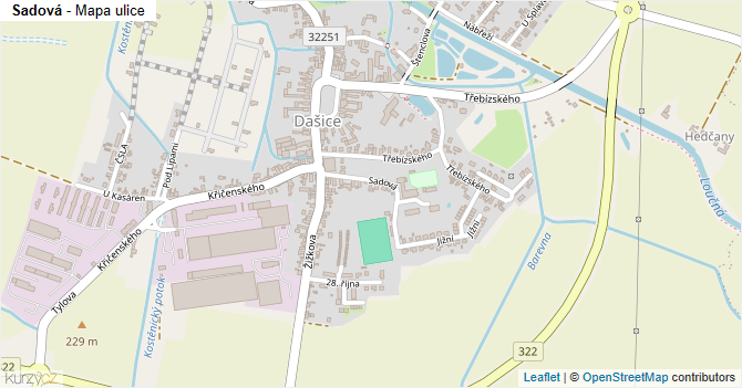 Sadová - mapa ulice