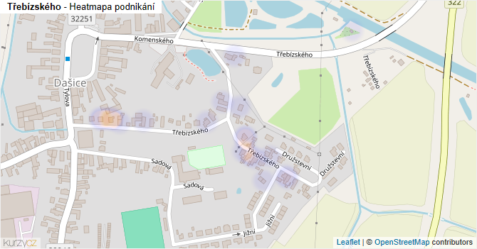 Třebízského - mapa podnikání