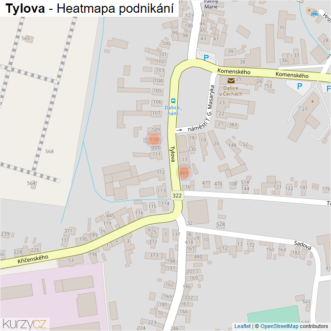 Mapa Tylova - Firmy v ulici.