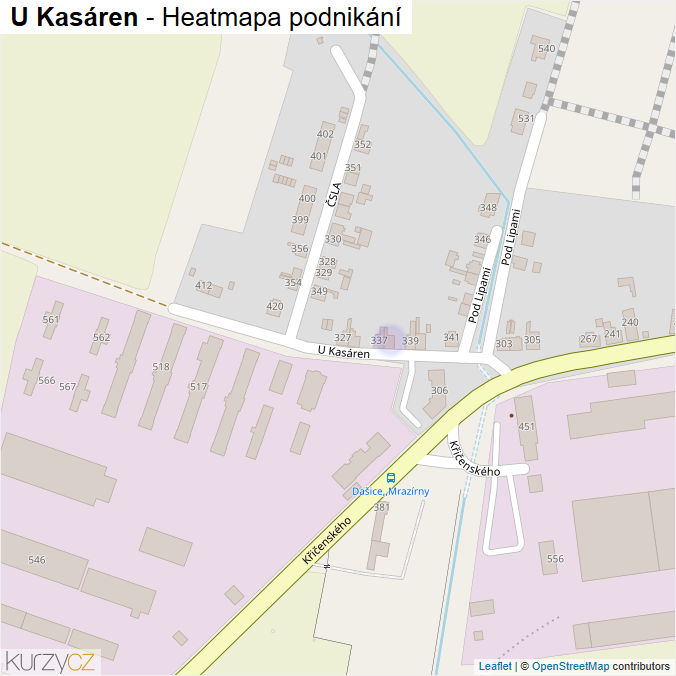 Mapa U Kasáren - Firmy v ulici.