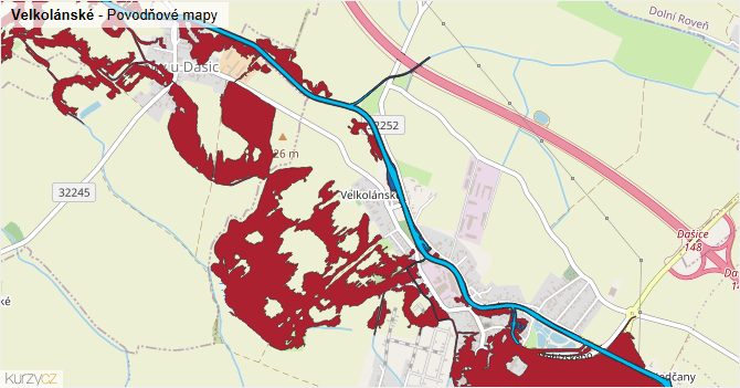 Velkolánské - záplavové mapy stoleté vody