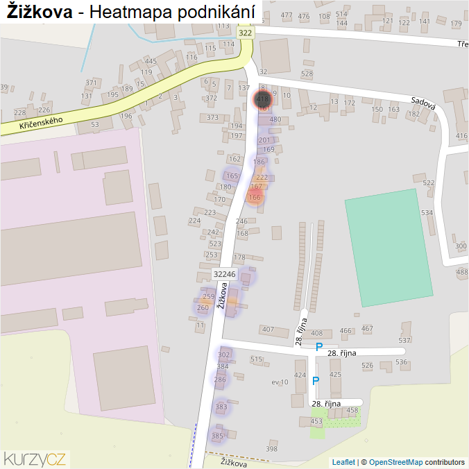 Mapa Žižkova - Firmy v ulici.