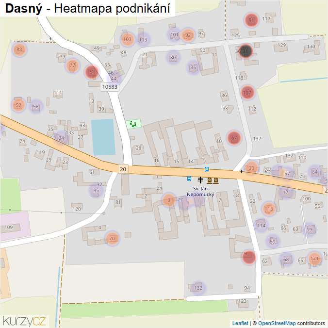 Mapa Dasný - Firmy v části obce.
