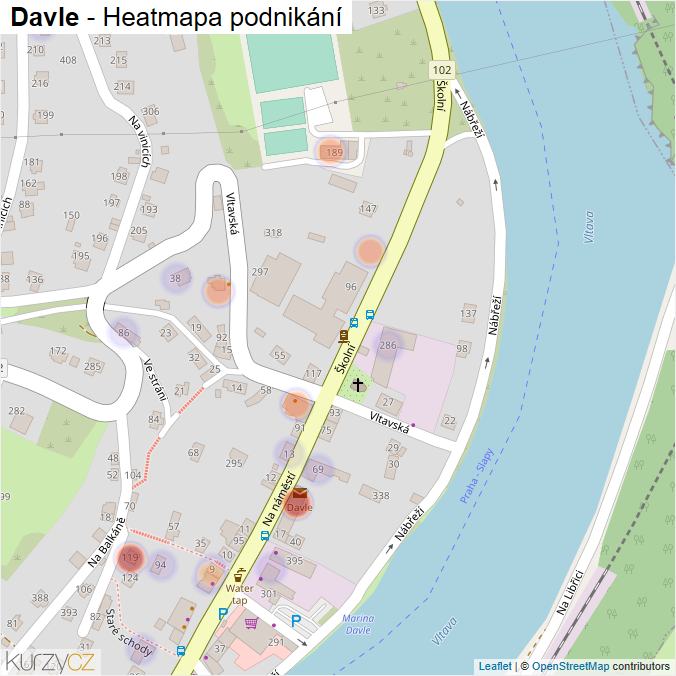 Mapa Davle - Firmy v obci.