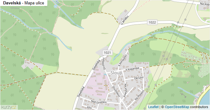 Davelská - mapa ulice
