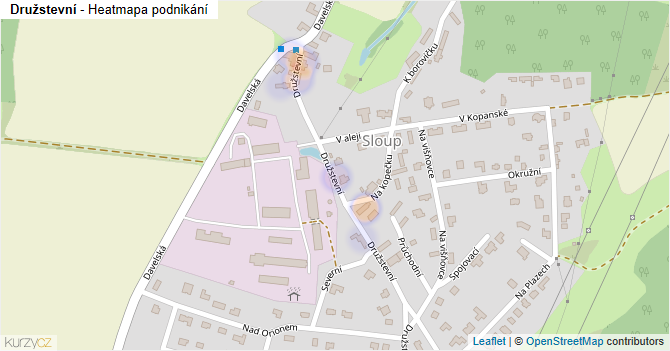 Družstevní - mapa podnikání