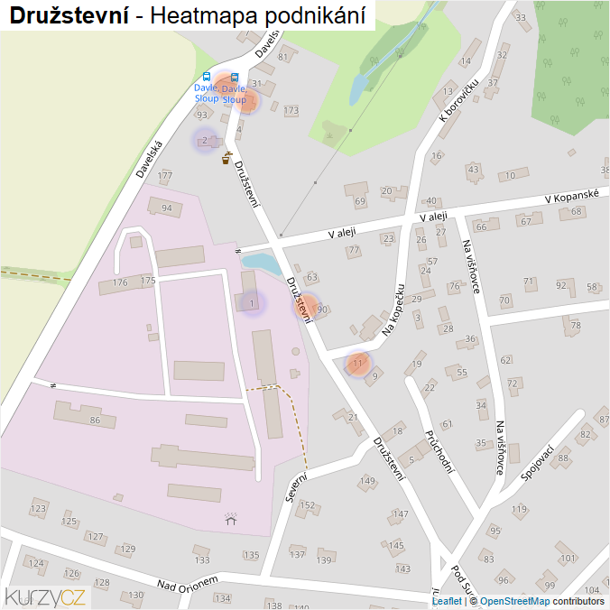 Mapa Družstevní - Firmy v ulici.