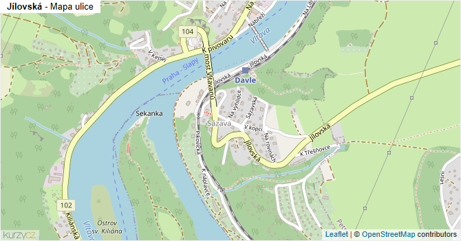 Jílovská - mapa ulice