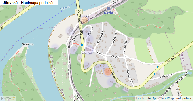 Jílovská - mapa podnikání