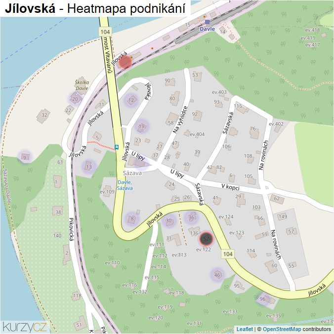 Mapa Jílovská - Firmy v ulici.