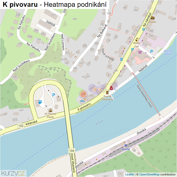 Mapa K pivovaru - Firmy v ulici.