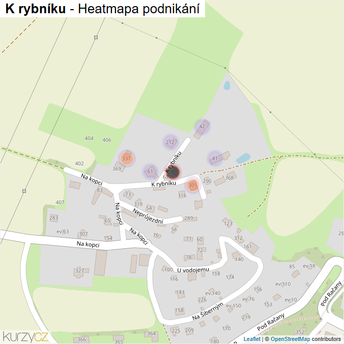 Mapa K rybníku - Firmy v ulici.