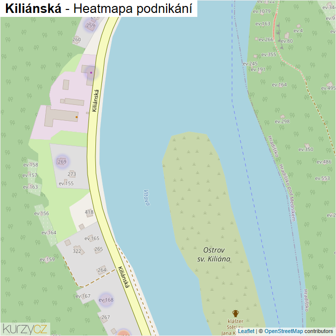Mapa Kiliánská - Firmy v ulici.