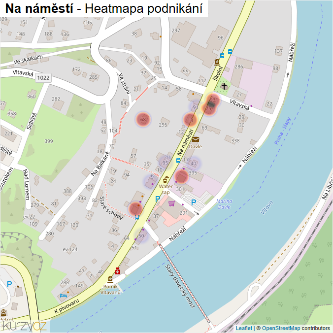 Mapa Na náměstí - Firmy v ulici.
