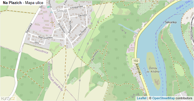 Na Plazích - mapa ulice