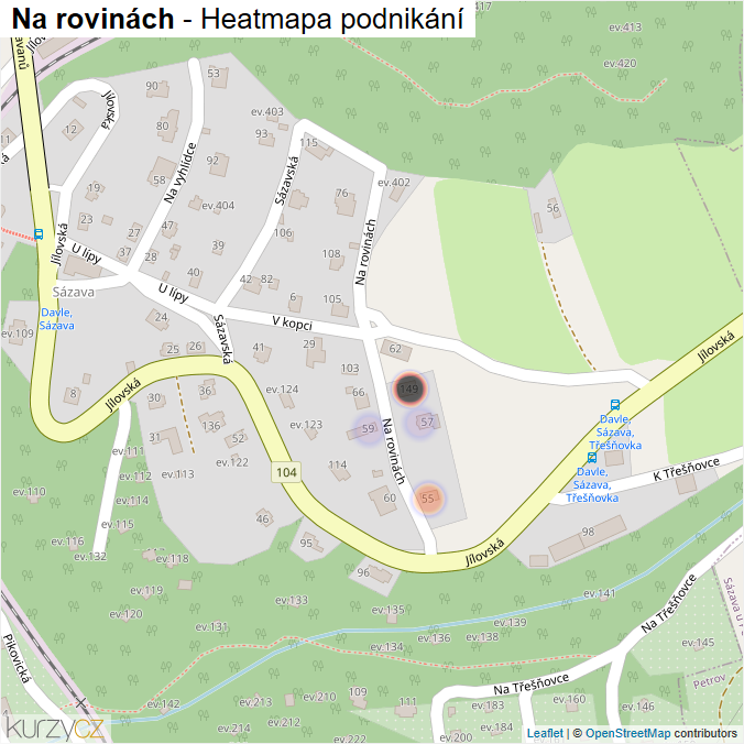Mapa Na rovinách - Firmy v ulici.