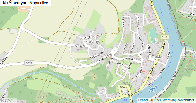 Na Šiberným - mapa ulice