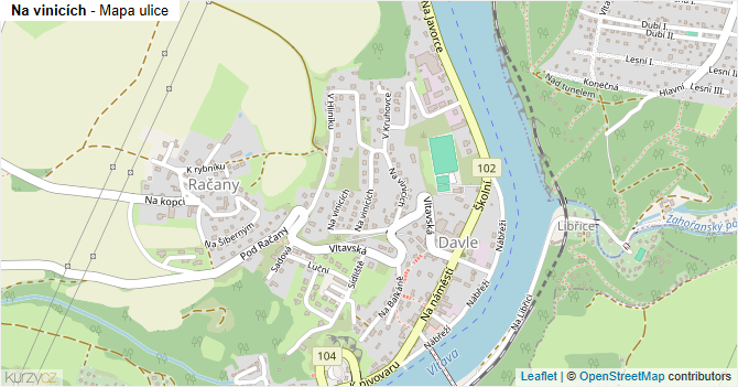 Na vinicích - mapa ulice