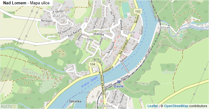 Nad Lomem - mapa ulice