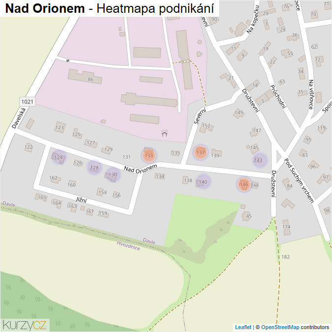 Mapa Nad Orionem - Firmy v ulici.