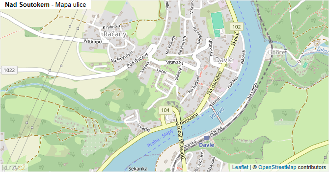 Nad Soutokem - mapa ulice