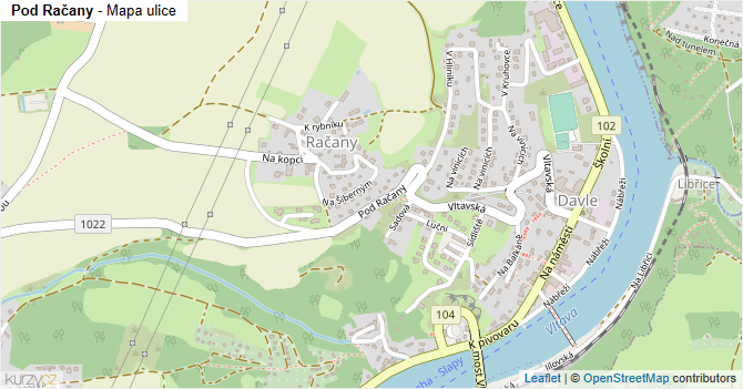 Pod Račany - mapa ulice