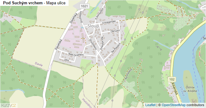 Pod Suchým vrchem - mapa ulice