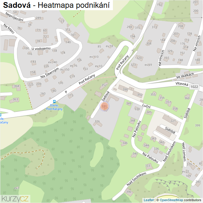 Mapa Sadová - Firmy v ulici.