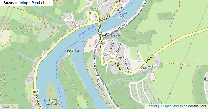 Sázava - mapa části obce