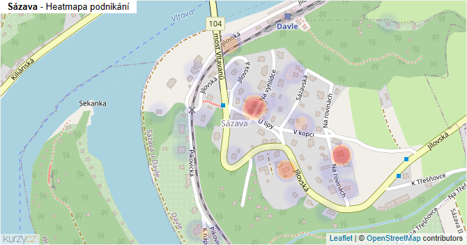 Sázava - mapa podnikání