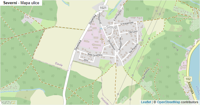 Severní - mapa ulice