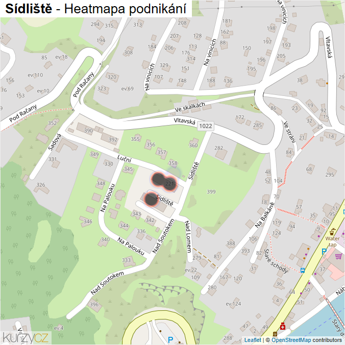 Mapa Sídliště - Firmy v ulici.