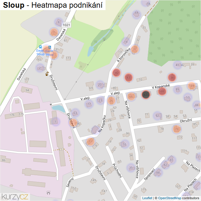 Mapa Sloup - Firmy v části obce.