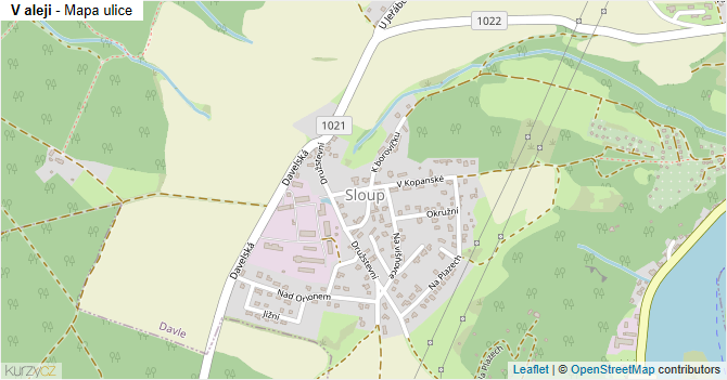 V aleji - mapa ulice