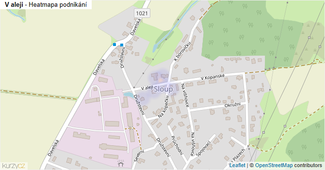 V aleji - mapa podnikání
