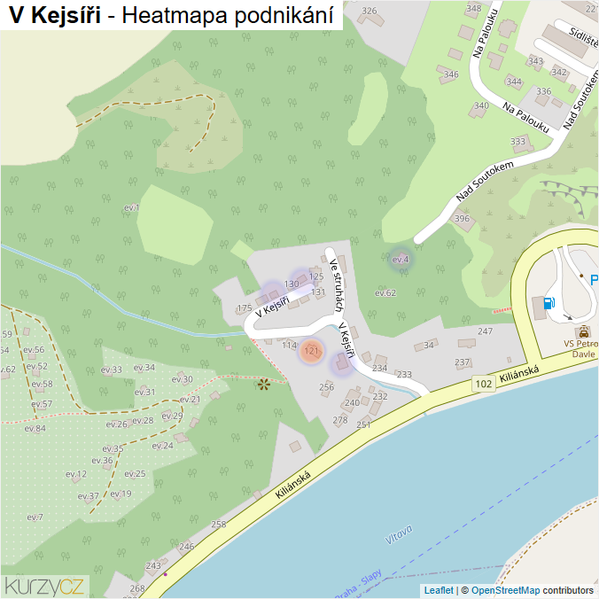 Mapa V Kejsíři - Firmy v ulici.