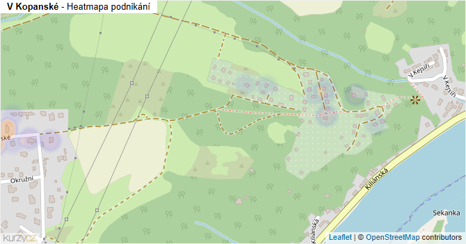 V Kopanské - mapa podnikání